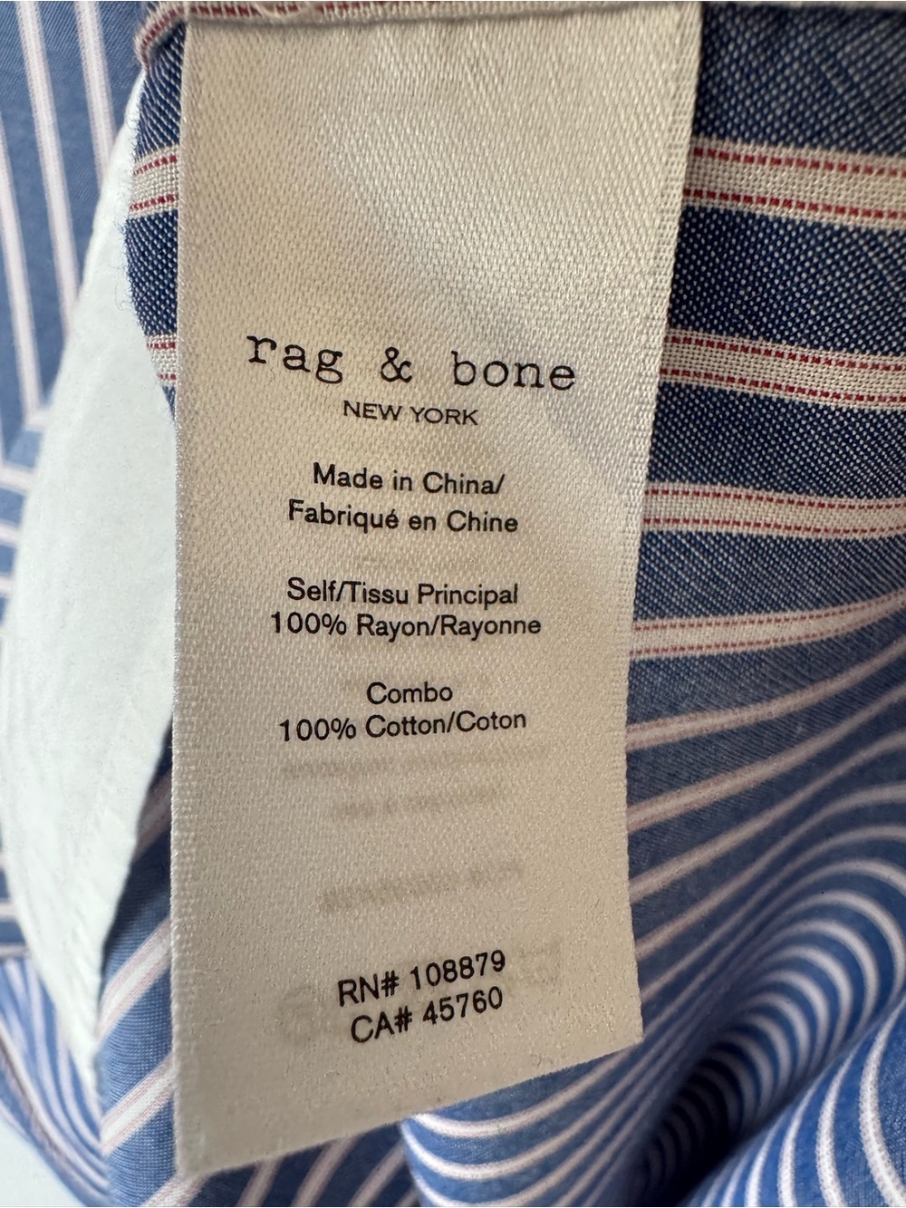 Rag & Bone Amelia Blue and White Striped Long Sleeve Notched Collar Shirt - Picture 7 of 8